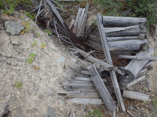 GDMBR: Remnant of a Miner's one room temporary shelter.
